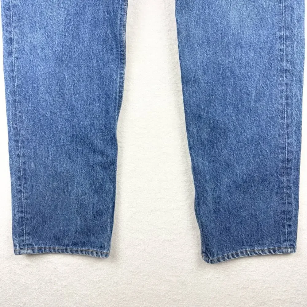Vintage 80's Levi's 501xx‎ Button Fly Dark Wash Slight Distress Rigid Size 34x33